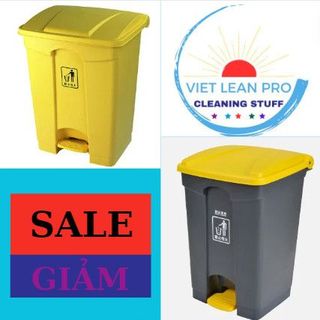 Thùng rác đạp chân 50 lít | Thùng nhựa đạp chân 50 lít màu xám -xanh-vàng