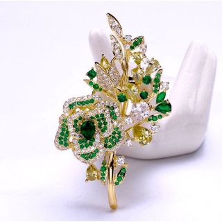 Ghim Cài Áo Hình Hoa Hồng Đính Đá Zircon Màu Xanh Kiểu Hàn Quốc Sang Trọng Cho Nữ