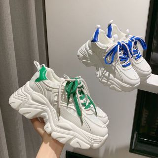 Giày Thể Thao Nữ, Giày Sneaker Nữ Độn Đế Da Mềm Phối Lưới Phong Cách Ulzzang, Phiên Bản 2024 mới