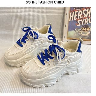 Giày Thể Thao Nữ, Giày Sneaker Nữ Độn Đế Da Mềm Phối Lưới Phong Cách Ulzzang, Phiên Bản 2024 mới