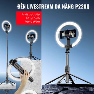 Gậy Chụp Hình, Livestream Đa Năng P220Q Tích Hợp Đèn Led 10 Inch
