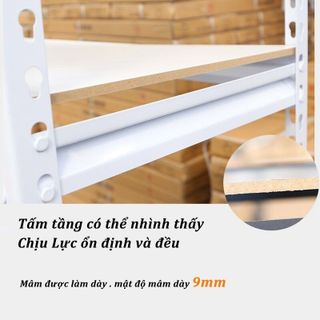 Kệ sắt V gài mâm Gỗ MDF chống thấm nước 5 Tầng , không cần sử dụng ốc vít