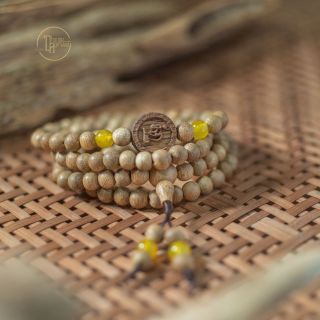 Vòng trầm hương 108 hạt mix charm Phúc Lộc Thọ