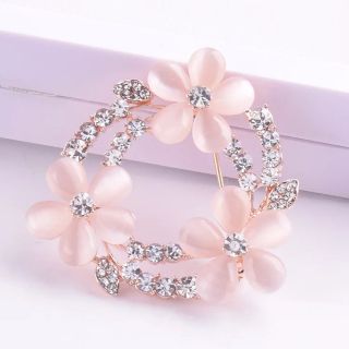 Ghim Cài Áo 3 Bông Hoa Đính Đá opal Cao Cấp Thanh Lịch Dành Cho Nữ