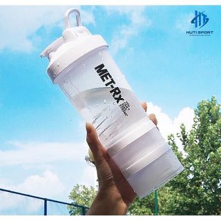 Bình Nước Thể Thao 3 Ngăn, Bình Lắc Đựng Nước Tập Gym Thể Hình Shaker Whey Met RX 3 Ngăn 600ML Cao Cấp Nhiều Màu Sport