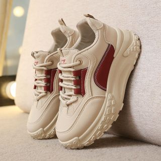 Giày thể thao nữ đế cao 4cm đi êm chất da mềm, phong cách sang trọng, phối màu nổi bật 2024