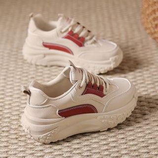 Giày thể thao nữ đế cao 4cm đi êm chất da mềm, phong cách sang trọng, phối màu nổi bật 2024