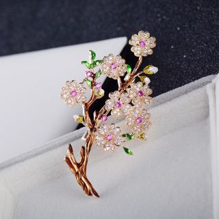 Ghim Cài Áo Hình Cành Hoa Lá Đính Đá Toàn Diện Phong Cách Retro Cho Nữ