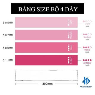 Dây Miniband, Bộ 4 Dây Mini Band Hồng Gradient Kèm Túi Cao Su Đàn Hồi Kháng Lực Tập Chân , Phụ Kiện Tập Gym Nữ Dây Kháng Lực Thể Dục