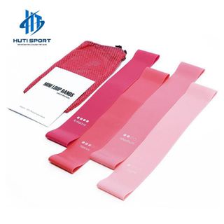 Dây Miniband, Bộ 4 Dây Mini Band Hồng Gradient Kèm Túi Cao Su Đàn Hồi Kháng Lực Tập Chân , Phụ Kiện Tập Gym Nữ Dây Kháng Lực Thể Dục