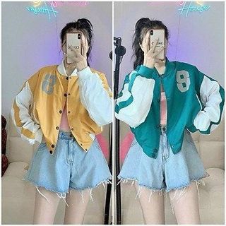 ÁO KHOÁC DÙ NỮ LỬNG BOMBER NÚT BẤM IN CHỮ S CÁ TINH THỜI TRANG - HTM FASHON giá sỉ