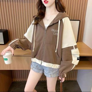 ÁO KHOÁC NỈ NỮ LỬNG DÂY KÉO THÊU CHỮ ENJOK CỰC CHẤT PHONG CÁCH - HTM FASHION giá sỉ