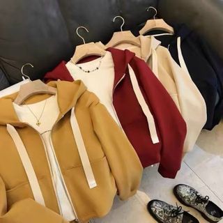 ÁO KHOÁC NỈ LỬNG NỮ CÓ TÚI ÁO TRƠN CÓ NÓN THỜI TRANG HOT TREND - HTM FASHION