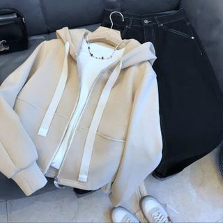 ÁO KHOÁC NỈ LỬNG NỮ CÓ TÚI ÁO TRƠN CÓ NÓN THỜI TRANG HOT TREND - HTM FASHION