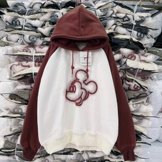 ÁO HOODIE NỈ NỮ IN HÌNH CHÚ MÈO MICKEY PHỐI MÀU CÁNH TAY SIÊU CHẤT PHONG CÁCH - HTM FASHION giá sỉ