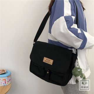 Túi Đeo Chéo Unisex Chất Liệu Vải Cavas Chống Nước Phong Cách Thời Trang Hàn Quốc