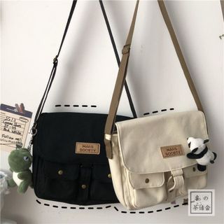 Túi Đeo Chéo Unisex Chất Liệu Vải Cavas Chống Nước Phong Cách Thời Trang Hàn Quốc