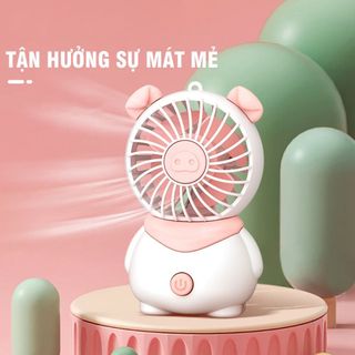 Quạt Tích Điện Cầm Tay Mini Nhỏ Gọn Hình Con Lợn Siêu Cute Tốc Độ Gió Mạnh Pin Trâu TP Smart
