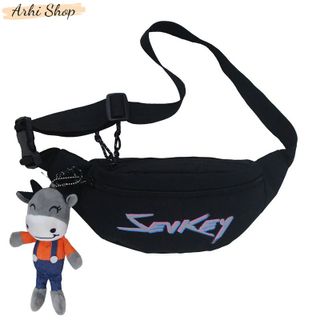 Túi Đeo Chéo Unisex Dáng Bao Tử In Chữ SEVKEY Chất Liệu Vải Canvas Chống Nước Tuyệt Đối