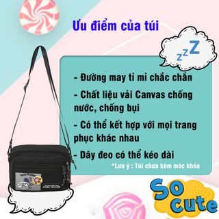 Túi Đeo Chéo Nam Nữ Đi Học, Đi Chơi Nhiều Ngăn Vải Canvas, Túi Đeo Chéo Có Khả Năng Chống Nước Arhi Shop