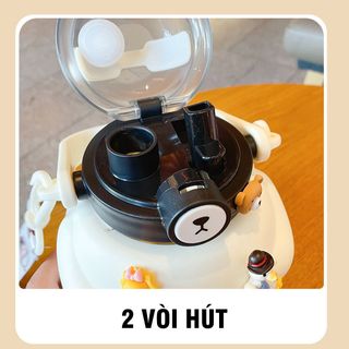 Bình Nước Nhựa Hình Gấu Ôm Trà Sữa Siêu Cute Dung Tích Lớn 1100ml Tặng Kèm Ống hút TP Smart