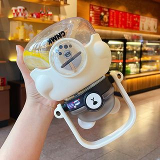 Bình Nước Nhựa Hình Gấu Ôm Trà Sữa Siêu Cute Dung Tích Lớn 1100ml Tặng Kèm Ống hút TP Smart