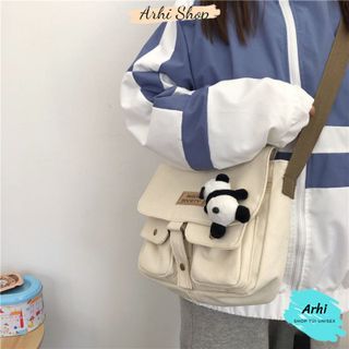 Túi Đeo Chéo Nam Nữ Unisex Đi Học Phong Cách Hàn Quốc Chất Liệu Vải Cavas Hot Trend 2024
