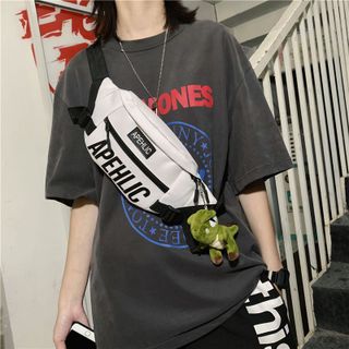 Túi Đeo Chéo Unisex Dáng Bao Tử In Chữ APEHLIC Chất Liệu Vải Canvas Chống Nước Thời Trang TP SMART