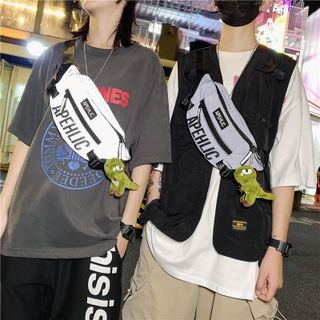 Túi Đeo Chéo Unisex Dáng Bao Tử In Chữ APEHLIC Chất Liệu Vải Canvas Chống Nước Thời Trang TP SMART
