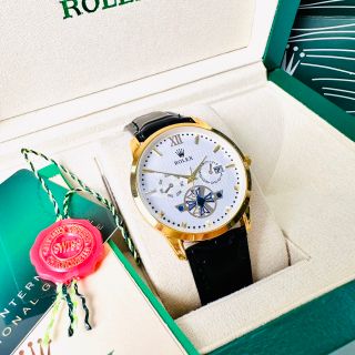 Đồng hồ ro lex máy pin bản dây da huy hiệu, sỉ sẵn số lượng lớn