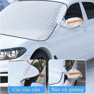 (hàng nam châm) Bạt phủ kính lái 4 lớp tráng bạc cao cấp - mẫu mới 2024 - Khải Huy Scar