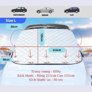 (hàng nam châm) Bạt phủ kính lái 4 lớp tráng bạc cao cấp - mẫu mới 2024 - Khải Huy Scar