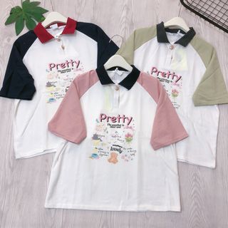 Áo thun cổ bẻ hàng Quảng Châu form rộng sẵn hàng