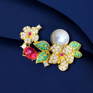 Ghim cài áo đá zicon đính Ngọc trai sang trọng thanh lịch