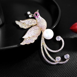 Ghim - Trâm Cài Áo Hình Chim Phượng Hoàng Đính Pha Lê Thời Trang Cao Cấp Cho Nữ