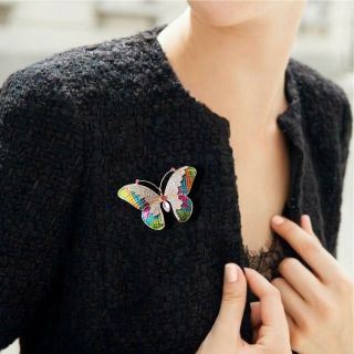 Ghim Cài Áo Hình Bướm Đính Đá Pha Lê Tráng Men Thời Trang Cao Cấp Phong Cách Hàn Quốc Dành Cho Nam nữ