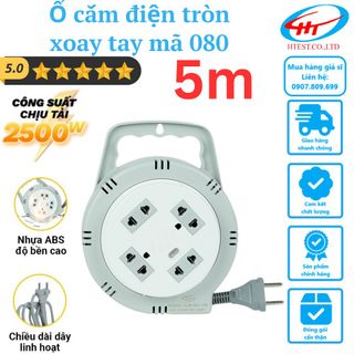 Ổ cắm điện đa năng Honjianda HJD 080 – 10A – Xoay tay (Ổ tròn) 5M – 0.75mm2 – Hoành Kiến Đạt giá sỉ