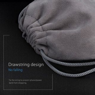 TÚI ĐỰNG ĐIỆN THOẠI VÀ SẠC DỰ PHÒNG USB VẢI NHUNG MỀM CÓ DÂY RÚT MÀU XÁM HR345- HARAS