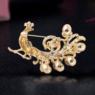Ghim Cài Áo Hình Con Công Đính Đá Zircon Màu Xanh Cao Cấp Sang Trọng Phong Cách Trung Hoa