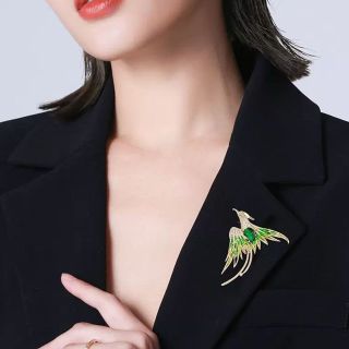 Ghim Cài Áo Hình Chim Phượng Hoàng Màu Xanh Lá Sang Trọng Cho Nam Nữ