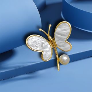 Ghim Cài Áo Hình Bướm Đính Ngọc Trai Thời Trang Chất Lượng Cao Cho Nữ