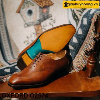 Giày tây da nam đế khâu chỉ goodyear giayhuyhoang Oxford O2574
