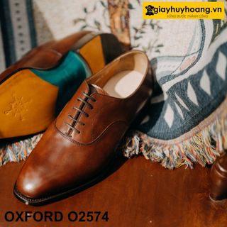 Giày tây da nam đế khâu chỉ goodyear giayhuyhoang Oxford O2574