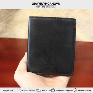 Bóp ví da nam bê con thảo mộc thủ công cao cấp giayhuyhoangvn