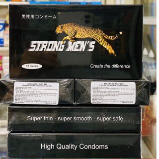 Bao Cao Su STRONG MEN ĐEN GÂN GAI - Tạo Khoái cảm (Hộp 12 cái)