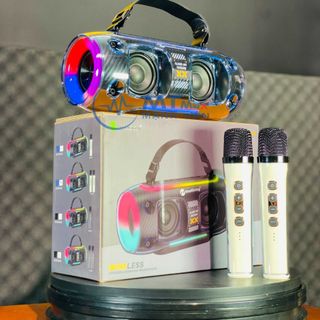 Loa Bluetooth Karaoke NR8806W Kèm 2 Micro Không Dây Âm Bass Mạnh Mẽ Đèn Led Đổi Màu