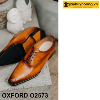 Giày tây nam da bê con nhập khẩu giayhuyhoangvn Oxford O2573 giá sỉ