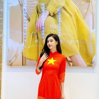 Áo dài lụa in 3D lụa cao cấp