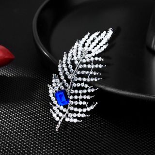 Ghim Cài Áo Hình Lá Đính Đá Zircon Thời Trang Hàn Quốc Cho Nam Nữ