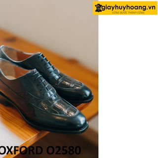 Giày tây da nam đóng thủ công cao cấp giayhuyhoang Oxford O2580 giá sỉ